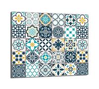 DarHaus Placa protectora de vitrocerámica 60 x 52 cm 1 pieza cocina eléctrica universal para inducción protección contra salpicaduras tabla de cortar de vidrio templado como decoración, MOSAICO