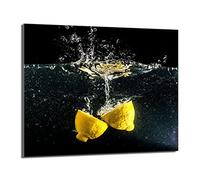 DarHaus Placa protectora de vitrocerámica 60 x 52 cm 1 pieza cocina eléctrica universal para inducción protección contra salpicaduras tabla de cortar de vidrio templado como decoración, LIMÓN