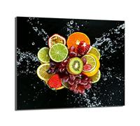 DarHaus Placa protectora de vitrocerámica 60 x 52 cm 1 pieza cocina eléctrica universal para inducción protección contra salpicaduras tabla de cortar de vidrio templado como decoración, FRUTA