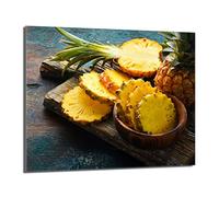 DarHaus Placa protectora de vitrocerámica 60 x 52 cm 1 pieza cocina eléctrica universal para inducción protección contra salpicaduras tabla de cortar de vidrio templado como decoración, PIÑA