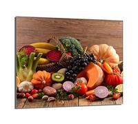 DarHaus Placa protectora de vitrocerámica 60 x 52 cm 1 pieza cocina eléctrica universal para inducción protección contra salpicaduras tabla de cortar de vidrio templado como decoración, ALIMENTO