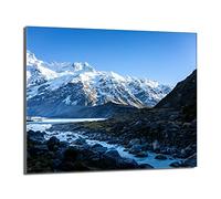 DarHaus Placa protectora de vitrocerámica 60 x 52 cm 1 pieza cocina eléctrica universal para inducción protección contra salpicaduras tabla de cortar de vidrio templado como decoración, MONTAÑAS