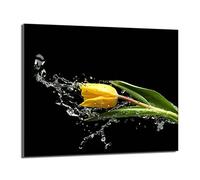 DarHaus Placa protectora de vitrocerámica 60 x 52 cm 1 pieza cocina eléctrica universal para inducción protección contra salpicaduras tabla de cortar de vidrio templado como decoración, TULIPÁN