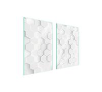 DarHaus Placa protectora de vitrocerámica 65 x 52 cm 2 piezas cocina eléctrica universal para inducción protección contra salpicaduras tabla de cortar de vidrio templado, BLANCO