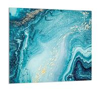 DarHaus Placa protectora de vitrocerámica 65 x 60 cm, Cristal decorativo con cinta adhesiva, tabla de cortar de vidrio templado, Panel de protección contra salpicaduras de cocina, MÁRMOL