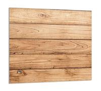 DarHaus Placa protectora de vitrocerámica 65 x 60 cm, Cristal decorativo con cinta adhesiva, tabla de cortar de vidrio templado, Panel de protección contra salpicaduras de cocina, MADERA
