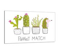 DarHaus Placa protectora de vitrocerámica 80 x 52 cm 1 pieza cocina eléctrica universal para inducción protección contra salpicaduras tabla de cortar de vidrio templado como decoración, CACTUS