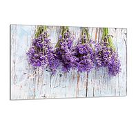 DarHaus Placa protectora de vitrocerámica 80 x 52 cm 1 pieza cocina eléctrica universal para inducción protección contra salpicaduras tabla de cortar de vidrio templado como decoración, LAVANDA