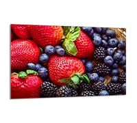 DarHaus Placa protectora de vitrocerámica 80 x 52 cm 1 pieza cocina eléctrica universal para inducción protección contra salpicaduras tabla de cortar de vidrio templado como decoración, FRESAS