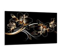 DarHaus Placa protectora de vitrocerámica 80 x 52 cm 1 pieza cocina eléctrica universal para inducción protección contra salpicaduras tabla de cortar de vidrio templado como decoración, ORQUÍDEA