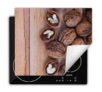 DarHaus Placa protectora vitroceramica 60x52 cm Vinilo - Retráctil - Tapa Vitroceramica - Protector de Vitroceramica - nueces - madera