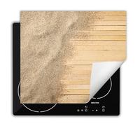 DarHaus Placa protectora vitroceramica 60x52 cm Vinilo - Retráctil - Tapa Vitroceramica - Protector de Vitroceramica - arena - madera