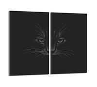 DarHaus Tabla de cortar decorativa de cristal templado y cubre vitro, Placa protectora de vitrocerámica 30 x 52 cm 2 piezas, para inducción, protección contra salpicaduras, decoración, GATO