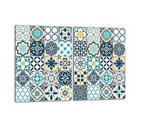 DarHaus Tabla de cortar decorativa de cristal templado y cubre vitro, Placa protectora de vitrocerámica 40 x 52 cm 2 piezas, para inducción, protección contra salpicaduras, decoración, MOSAICO