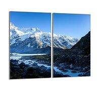 DarHaus Tabla de cortar decorativa de cristal templado y cubre vitro, Placa protectora de vitrocerámica 30 x 52 cm 2 piezas, para inducción, protección contra salpicaduras, decoración, MONTAÑAS