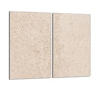 DarHaus Tabla de cortar decorativa de cristal templado y cubre vitro, Placa protectora de vitrocerámica 30 x 52 cm 2 piezas, para inducción, protección contra salpicaduras, decoración, BEIGE