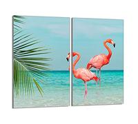 DarHaus Tabla de cortar decorativa de cristal templado y cubre vitro, Placa protectora de vitrocerámica 30 x 52 cm 2 piezas, para inducción, protección contra salpicaduras, decoración, FLAMENCO