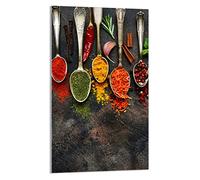 DarHaus Tabla de cortar decorativa de cristal templado y cubre vitro, Placa protectora de vitrocerámica 30 x 52 cm 1 piezas, para inducción, protección contra salpicaduras, decoración, ESPECIAS