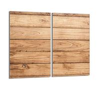 DarHaus Tabla de cortar decorativa de cristal templado y cubre vitro, Placa protectora de vitrocerámica 30 x 52 cm 2 piezas, para inducción, protección contra salpicaduras, decoración, MADERA