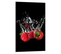 DarHaus Tabla de cortar decorativa de cristal templado y cubre vitro, Placa protectora de vitrocerámica 30 x 52 cm 1 piezas, para inducción, protección contra salpicaduras, decoración, FRESAS