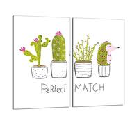 DarHaus Tabla de cortar decorativa de cristal templado y cubre vitro, Placa protectora de vitrocerámica 30 x 52 cm 2 piezas, para inducción, protección contra salpicaduras, decoración, CACTUS