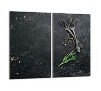 DarHaus Tabla de cortar decorativa de cristal templado y cubre vitro, Placa protectora de vitrocerámica 30 x 52 cm 2 piezas, para inducción, protección contra salpicaduras, decoración, COCINA
