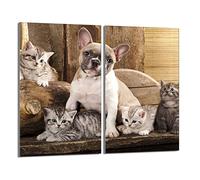 DarHaus Tabla de cortar decorativa de cristal templado y cubre vitro, Placa protectora de vitrocerámica 30 x 52 cm 2 piezas, para inducción, protección contra salpicaduras, decoración, PERRO