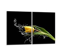 DarHaus Tabla de cortar decorativa de cristal templado y cubre vitro, Placa protectora de vitrocerámica 40 x 52 cm 2 piezas, para inducción, protección contra salpicaduras, decoración, TULIPÁN