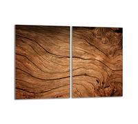 DarHaus Tabla de cortar decorativa de cristal templado y cubre vitro, Placa protectora de vitrocerámica 40 x 52 cm 2 piezas, para inducción, protección contra salpicaduras, decoración, MADERA