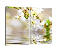 DarHaus Tabla de cortar decorativa de cristal templado y cubre vitro, Placa protectora de vitrocerámica 30 x 52 cm 2 piezas, para inducción, protección contra salpicaduras, decoración, CIRUELA