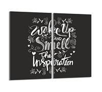 DarHaus Tabla de cortar decorativa de cristal templado y cubre vitro, Placa protectora de vitrocerámica 30 x 52 cm 2 piezas, para inducción, protección contra salpicaduras, decoración, NEGRO