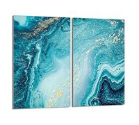 DarHaus Tabla de cortar decorativa de cristal templado y cubre vitro, Placa protectora de vitrocerámica 30 x 52 cm 2 piezas, para inducción, protección contra salpicaduras, decoración, MÁRMOL