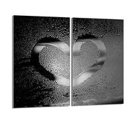 DarHaus Tabla de cortar decorativa de cristal templado y cubre vitro, Placa protectora de vitrocerámica 30 x 52 cm 2 piezas, para inducción, protección contra salpicaduras, decoración, CORAZÓN