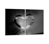 DarHaus Tabla de cortar decorativa de cristal templado y cubre vitro, Placa protectora de vitrocerámica 40 x 52 cm 2 piezas, para inducción, protección contra salpicaduras, decoración, CORAZÓN