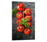 DarHaus Tabla de cortar decorativa de cristal templado y cubre vitro, Placa protectora de vitrocerámica 30 x 52 cm 1 piezas, para inducción, protección contra salpicaduras, decoración, TOMATES