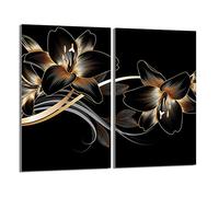 DarHaus Tabla de cortar decorativa de cristal templado y cubre vitro, Placa protectora de vitrocerámica 30 x 52 cm 2 piezas, para inducción, protección contra salpicaduras, decoración, ORQUÍDEA