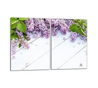 DarHaus Tabla de cortar decorativa de cristal templado y cubre vitro, Placa protectora de vitrocerámica 40 x 52 cm 2 piezas, para inducción, protección contra salpicaduras, decoración, LILA