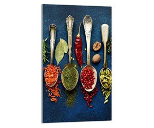 DarHaus Tabla de cortar decorativa de cristal templado y cubre vitro, Placa protectora de vitrocerámica 30 x 52 cm 1 piezas, para inducción, protección contra salpicaduras, decoración, ESPECIAS