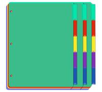Darice 5 -Tab Divisores de plstico 15 PCS - Divisores de carpetas con pestaas - Divisor de plstico multicolor para 3 anillos Binder - Organizacin