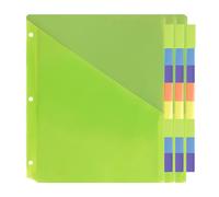 Darice 8 -Tab Divisores de plstico 24 PC - Divisores de carpetas con bolsillos y pestaas delanteros - Divisor de plstico multicolor para 3 anillos