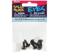 Darice - Ojos negros sólidos con arandelas de plástico (6 unidades, 12 mm)