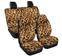 Darisoco Funda de asiento delantero y trasero con estampado de leopardo, fundas de asiento para automóviles para mujeres, fundas protectoras de asiento de coche para la mayoría de vehículos para