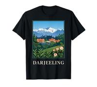 Darjeeling Tea Hills Tren Montaña Ilustración Camiseta