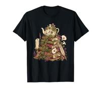 Dark Academia Cottagecore Tea Books Botanical Mushroom Camiseta