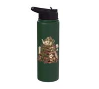 Dark Academia Cottagecore Tea Books Botanical Mushroom Stainless Steel Insulated Water Bottle