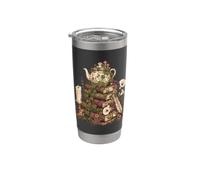 Dark Academia Cottagecore Tea Books Botanical Mushroom Vaso térmico de acero inoxidable de doble pared