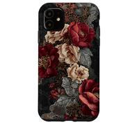 Dark Academia Gothic Burgundy Rose Floral Aesthetic Carcasa para iPhone 11