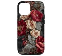 Dark Academia Gothic Burgundy Rose Floral Aesthetic Carcasa para iPhone 12/12 Pro