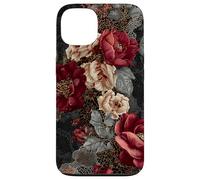 Dark Academia Gothic Burgundy Rose Floral Aesthetic Carcasa para iPhone 13