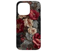 Dark Academia Gothic Burgundy Rose Floral Aesthetic Carcasa para iPhone 14 Pro MAX